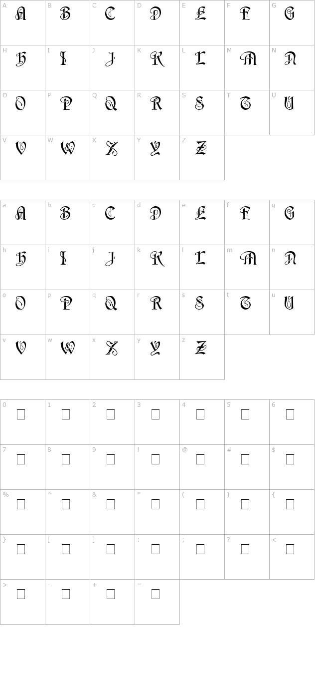 HorstCaps Medium character map