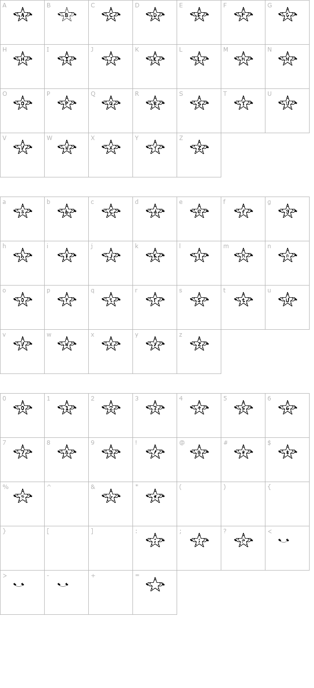 Hoshi Font character map