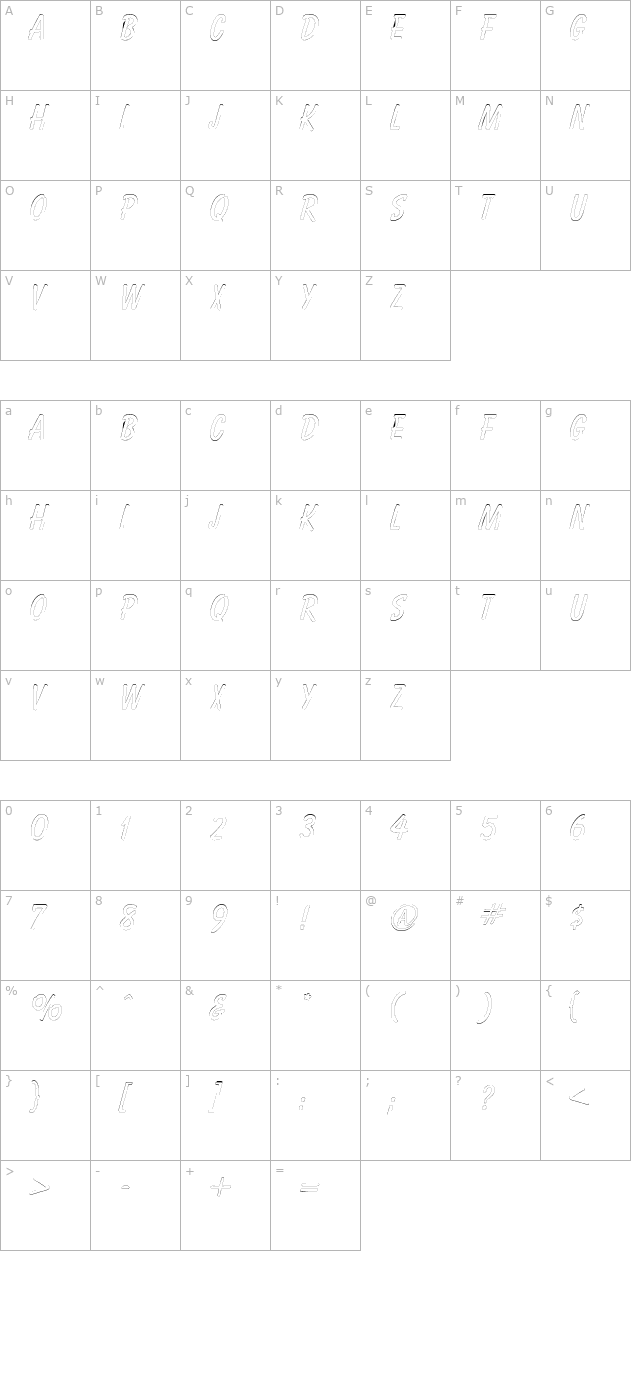 HotAirOutline character map