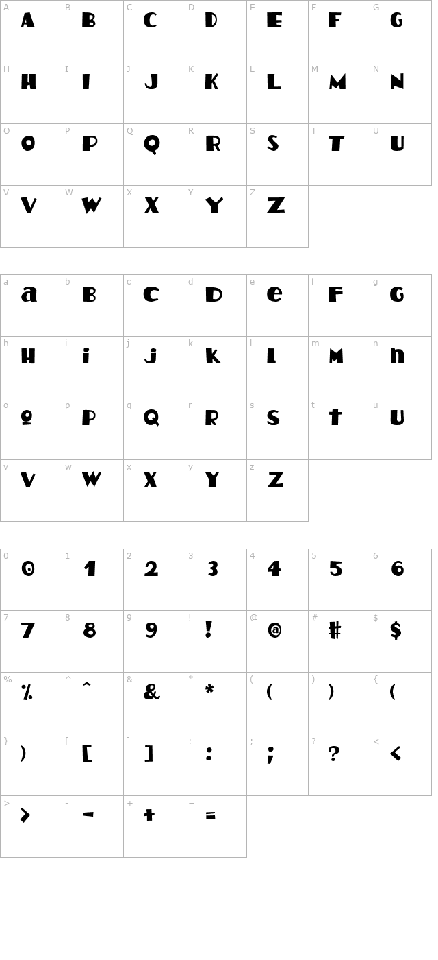 hotcoffeefont character map