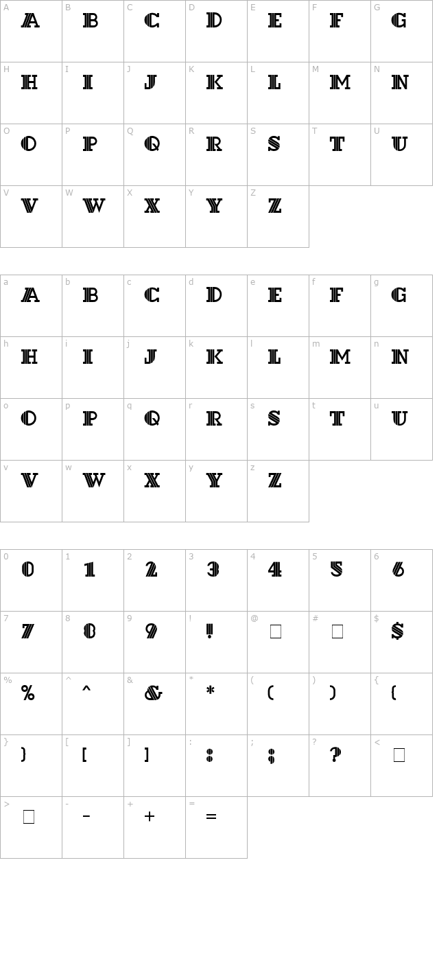 Hotel MN character map