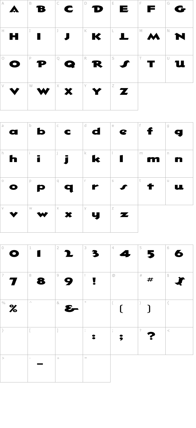 hotshot-ex character map