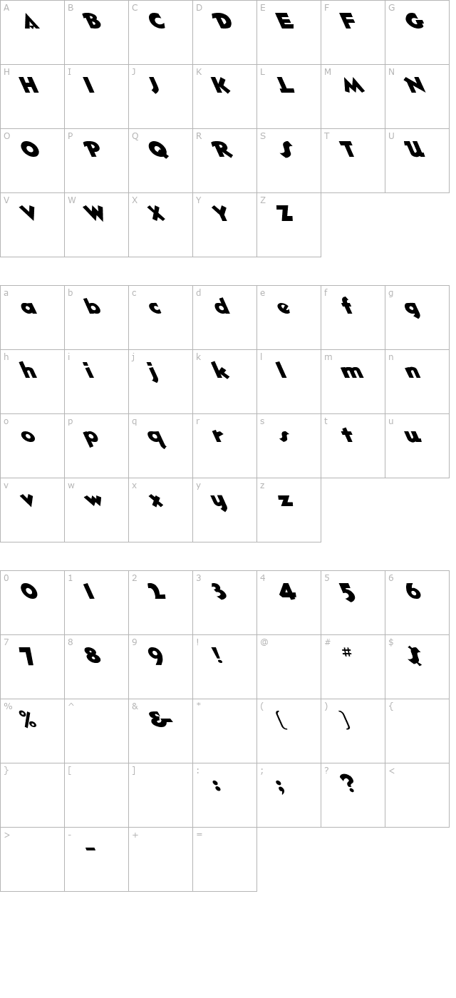 hotshot-lefty character map