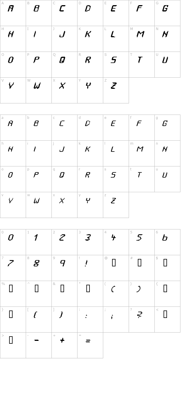 housepipes-italic character map