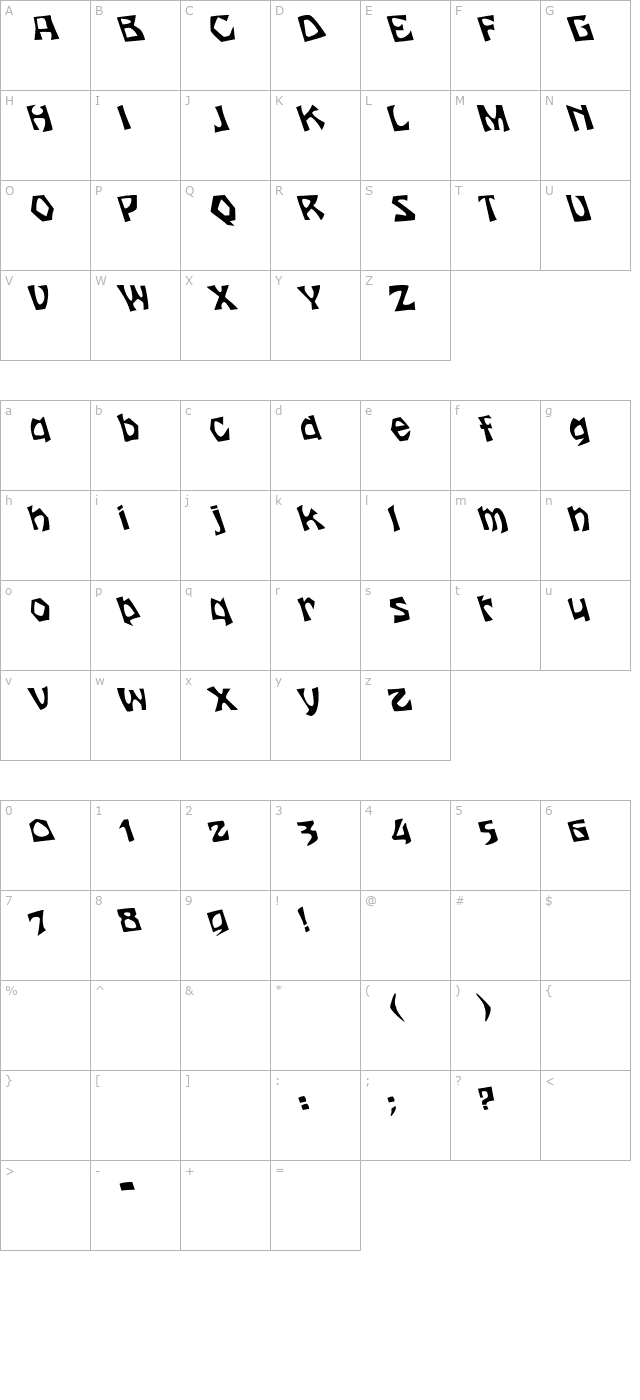 Houters Normal Lefty character map