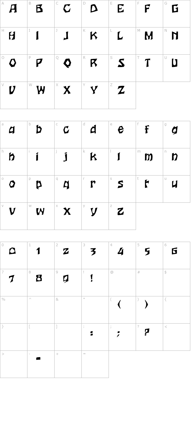 Houters Regular character map