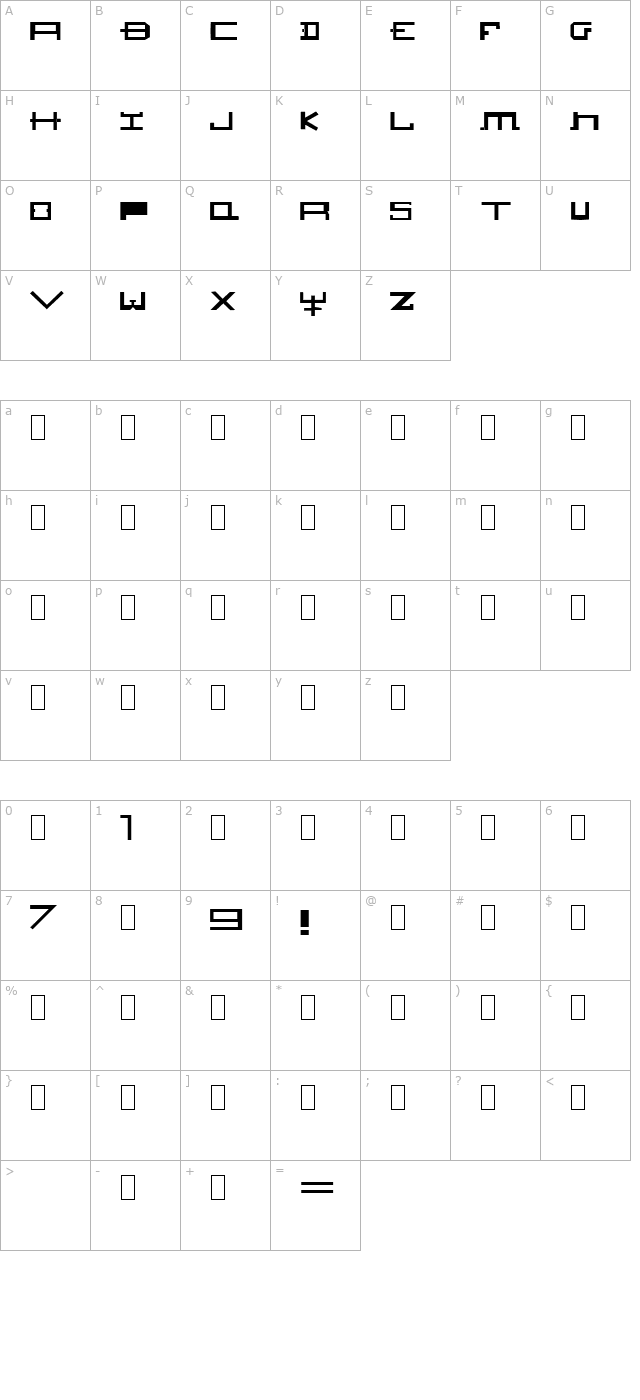 HOZENOZZLE character map