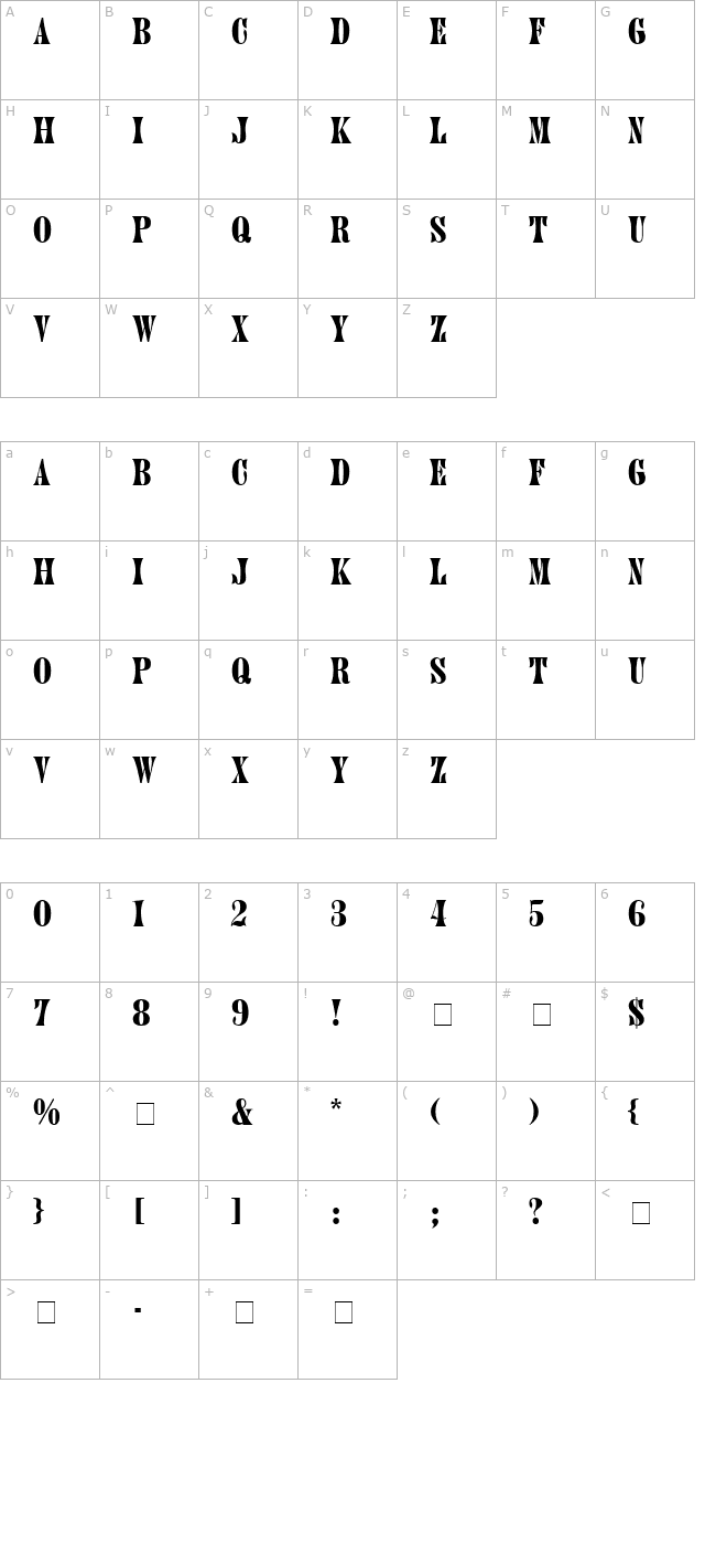 Hubbub SSi Bold character map