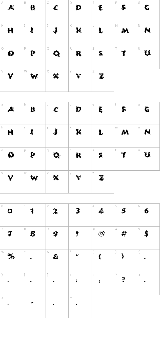 Huckle Buff character map