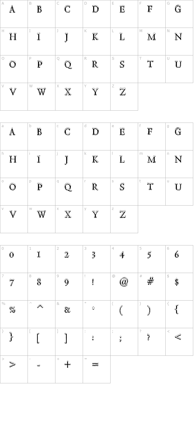 Hultog Snowdrift character map