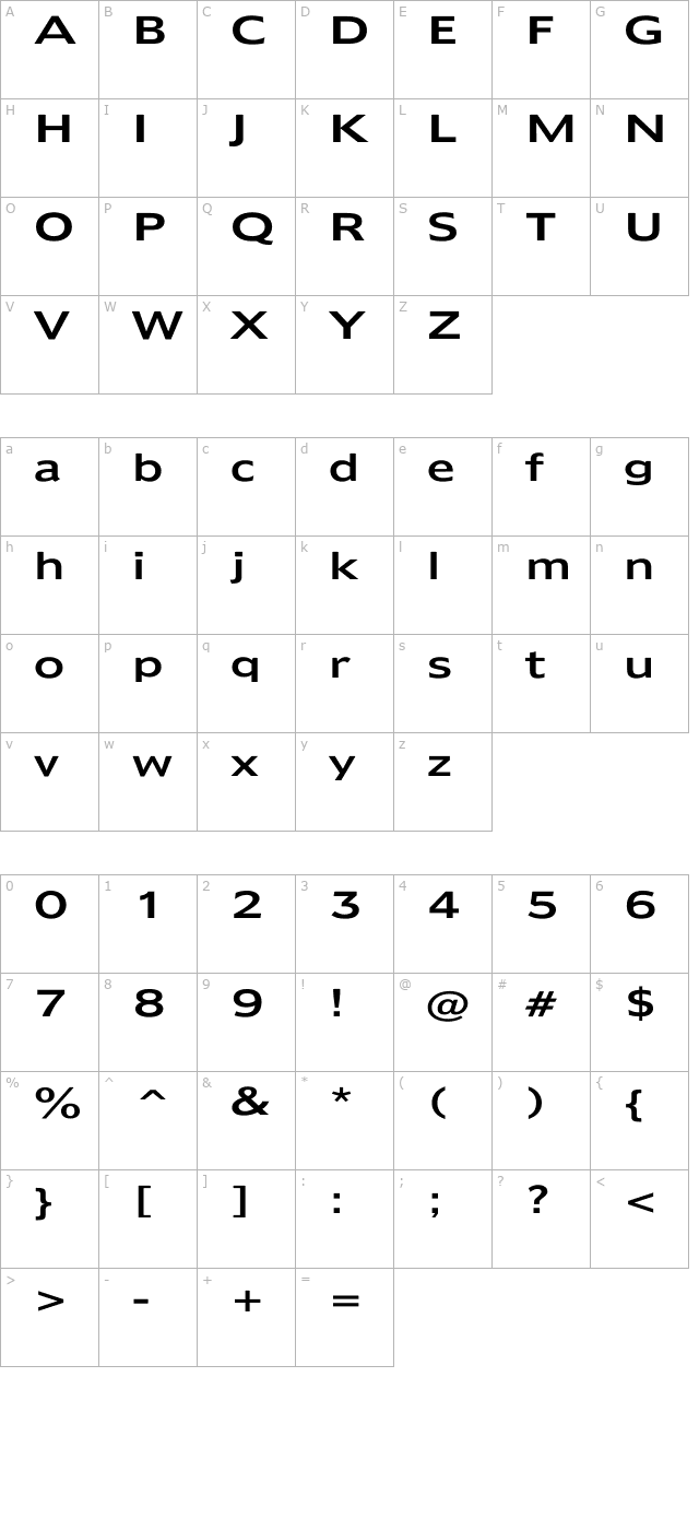 Humana Wd character map