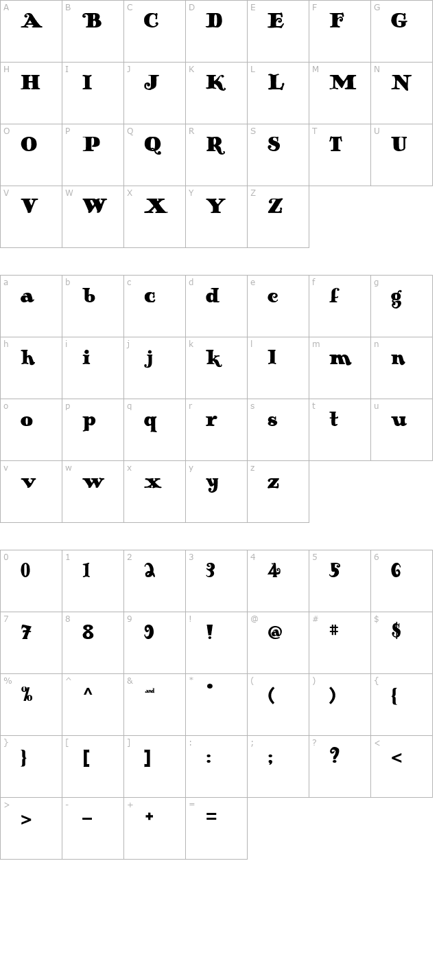 hunt-speed-ball-medium character map