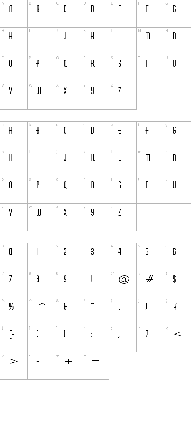 hustle-wide-bold character map