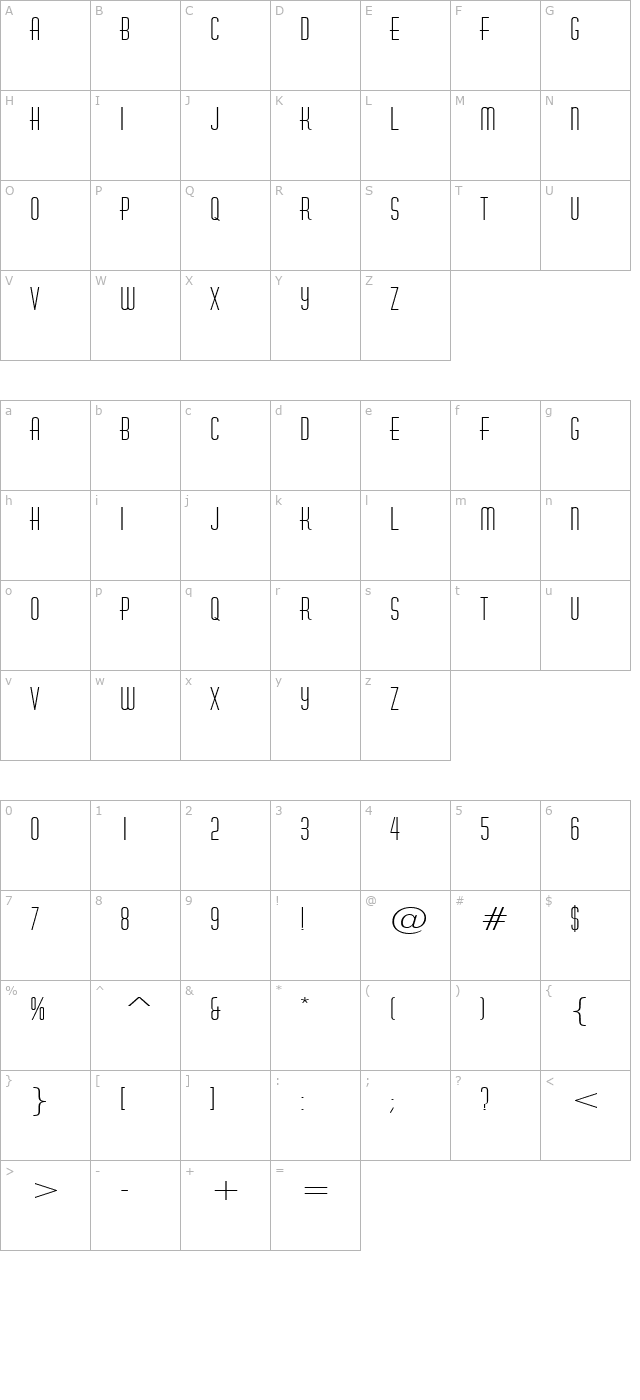 hustle-wide-normal character map