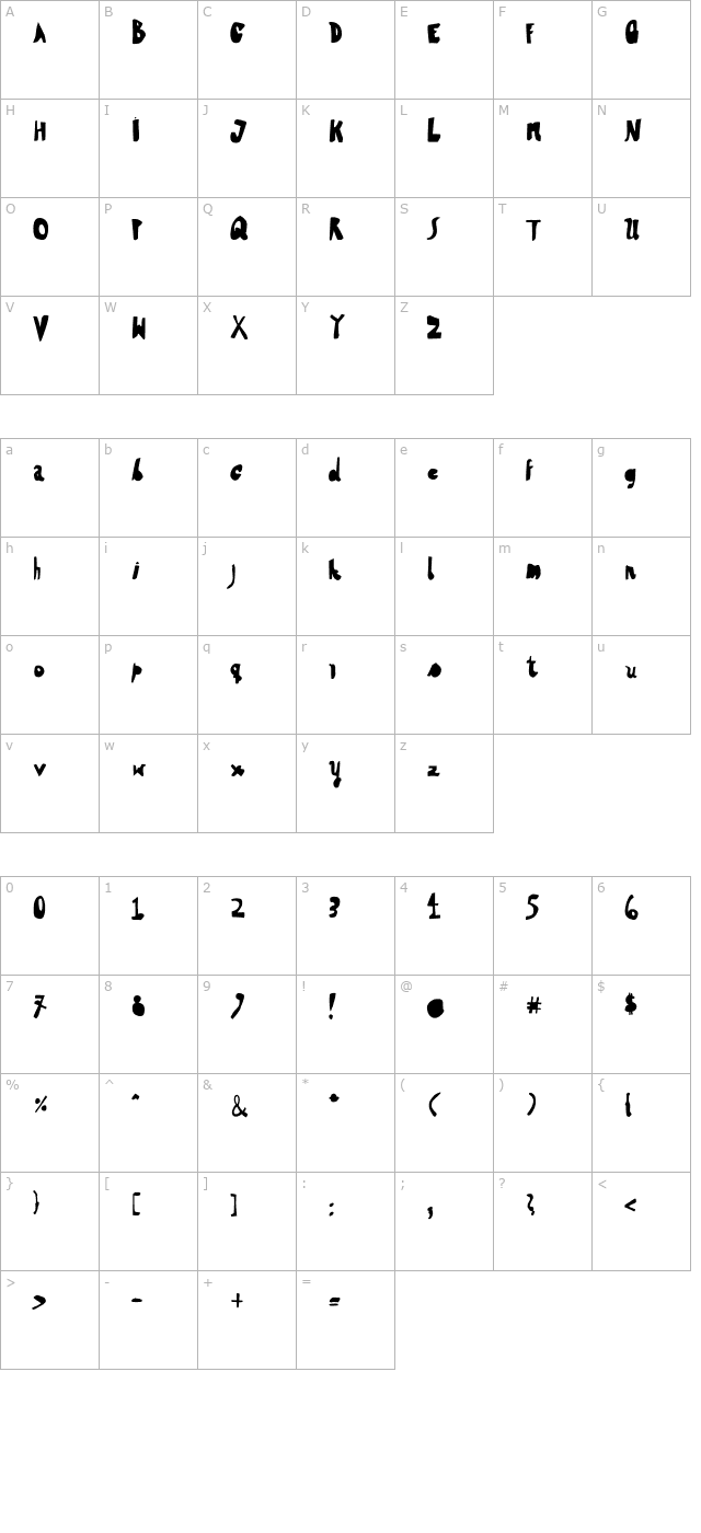 HVD Steinzeit Fill In character map