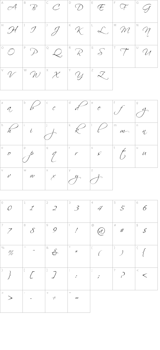 hw-script-scriptina character map