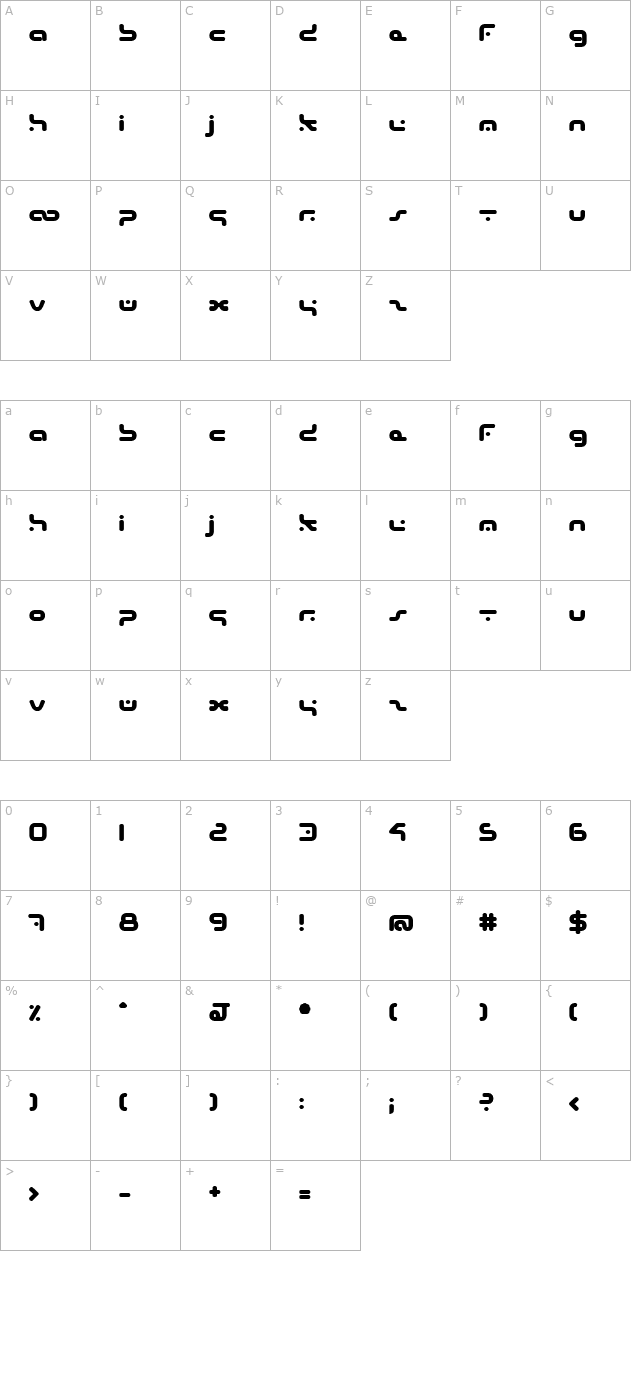 Hybrid Bold character map