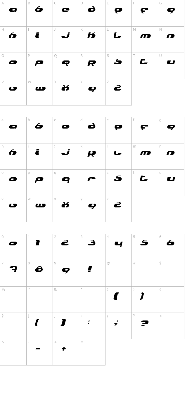 hydro-italic character map