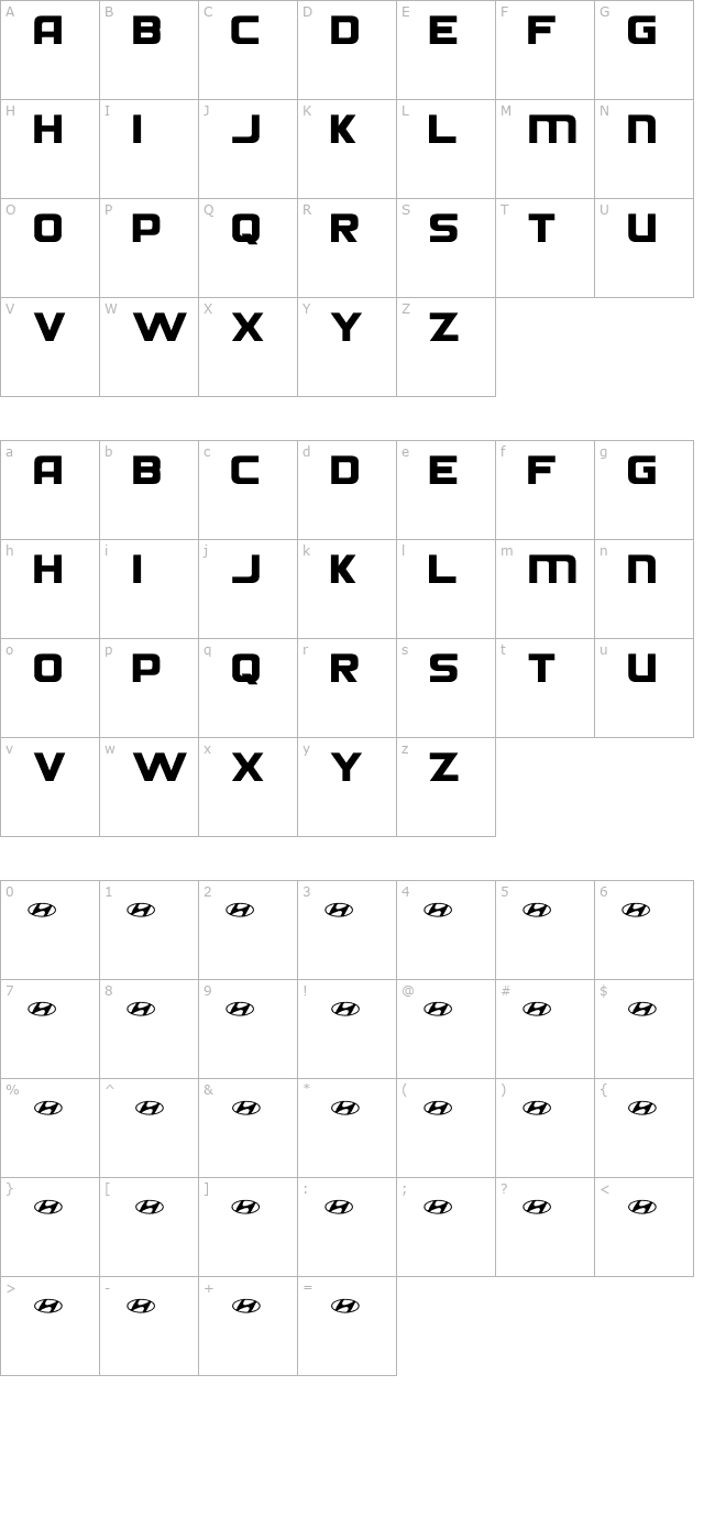 hyundai-normal character map