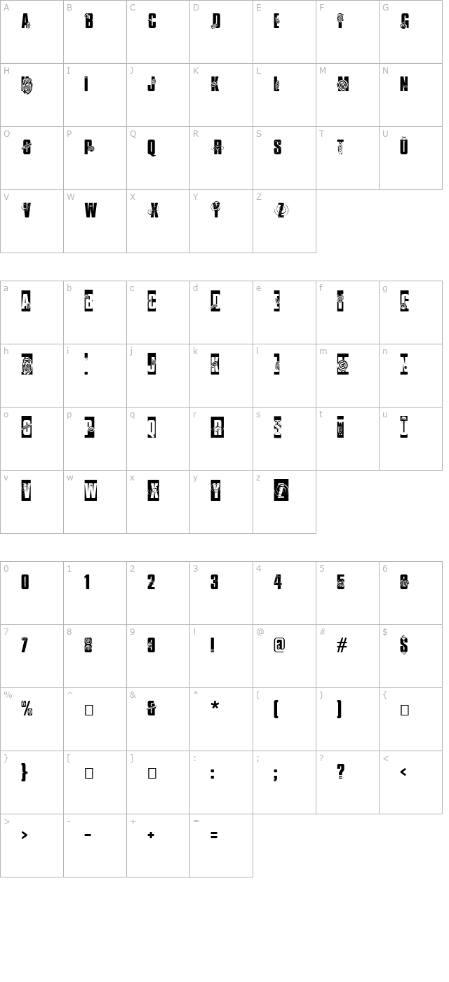 I SEE SPIRALS EVERYWHERE character map