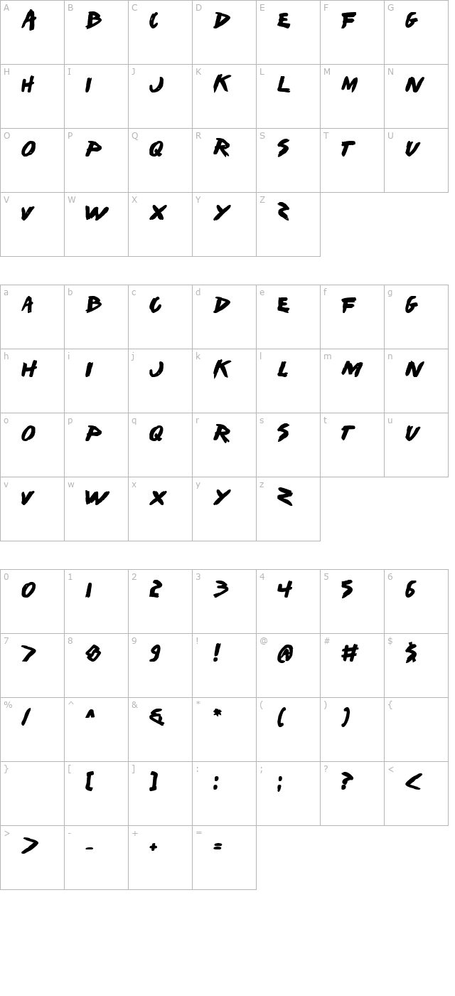 I Want My TTR! (Bold) character map