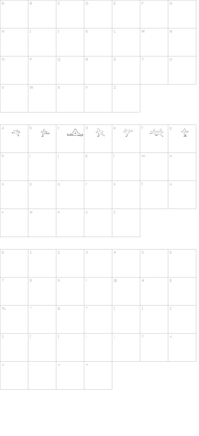 Ice Stars character map