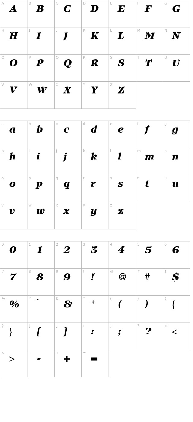 icebergheavy-regularitalic character map