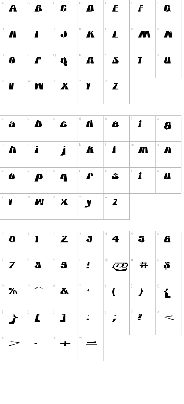 IcicleCountry character map