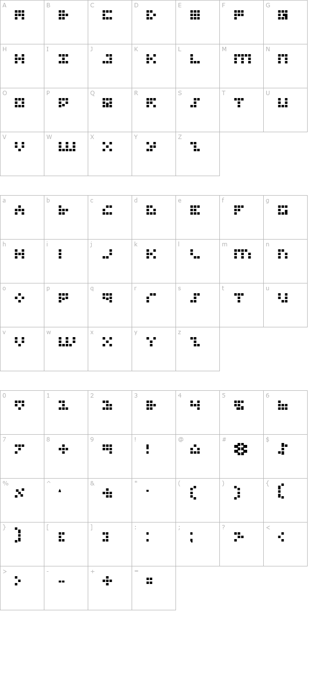 Iconian Bold character map