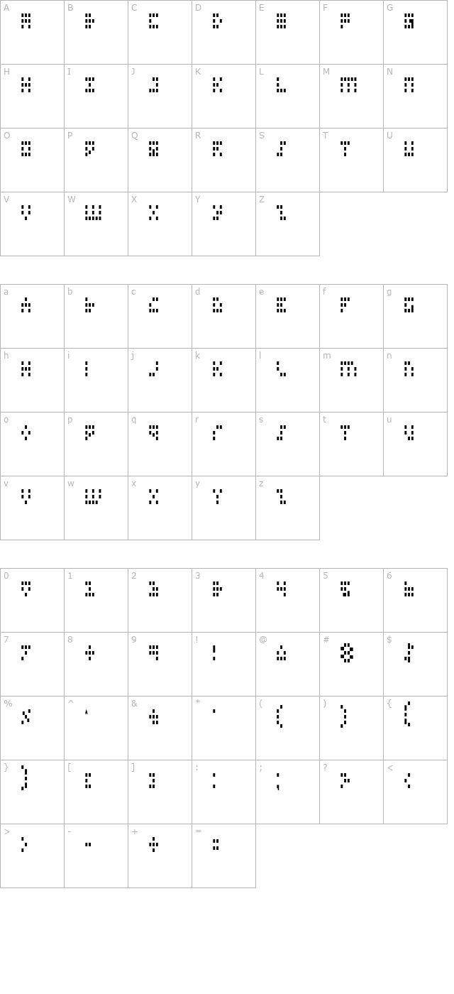 iconian-condensed character map