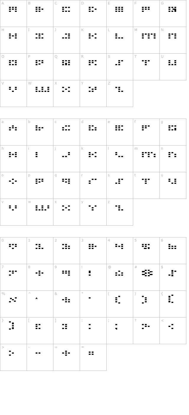 Iconian Expanded character map