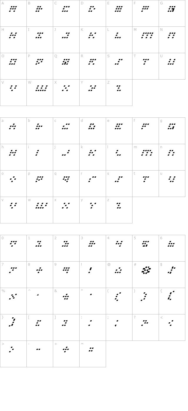 Iconian Italic character map