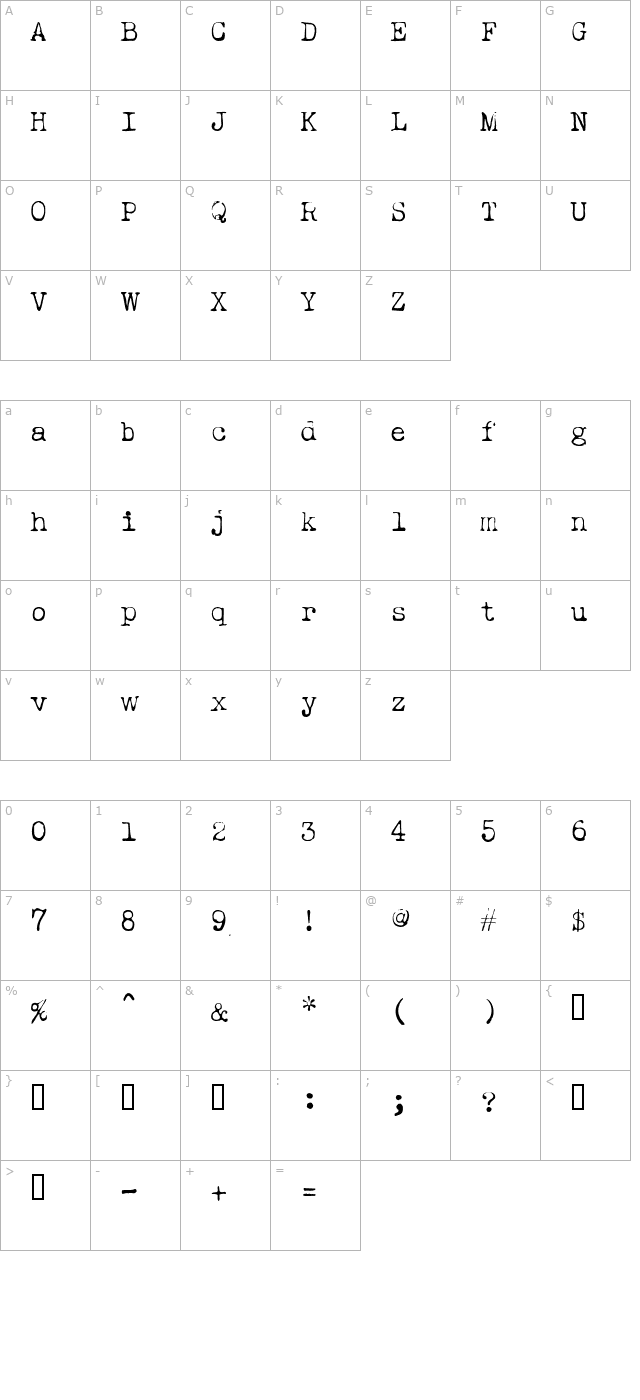 Ieicester Light character map