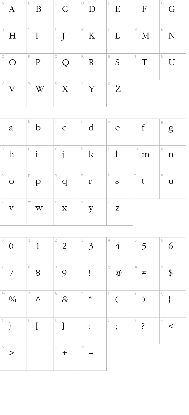 igaramond-regular character map