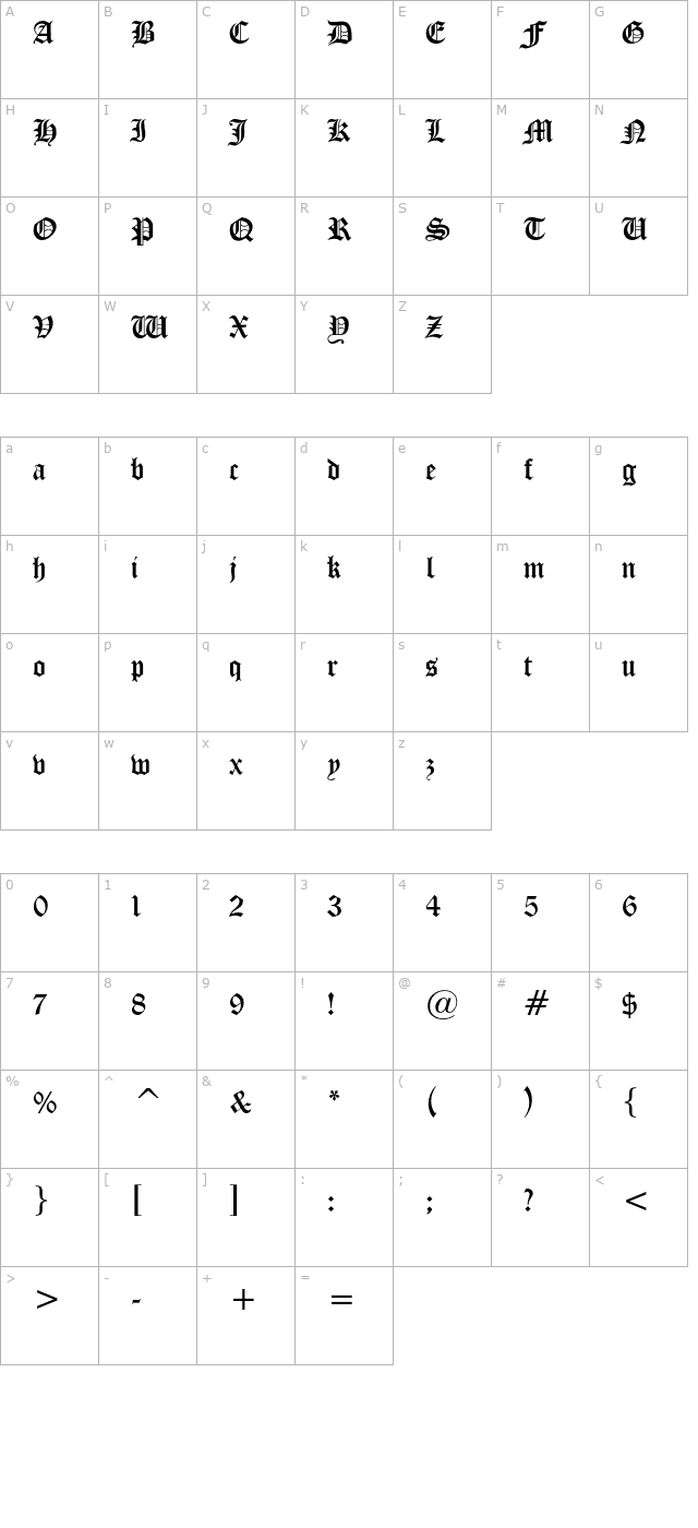 iglesia-light-otf character map