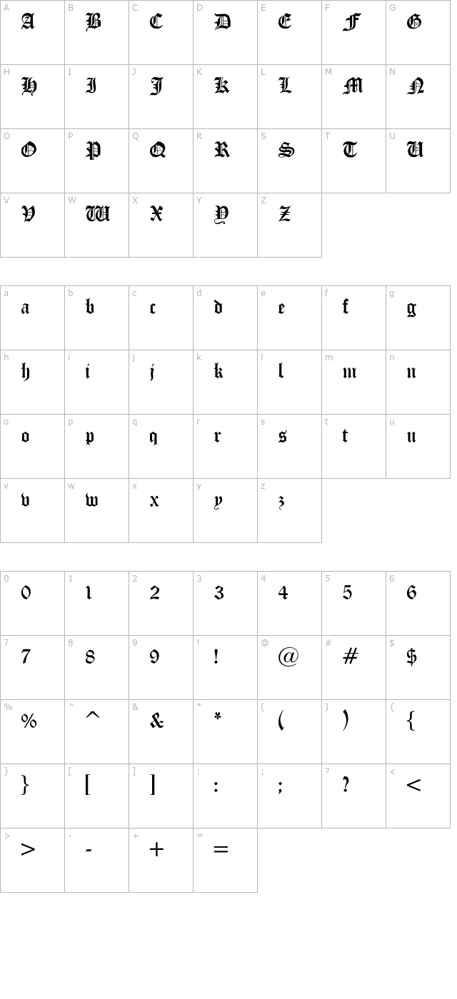 Iglesia-Light character map