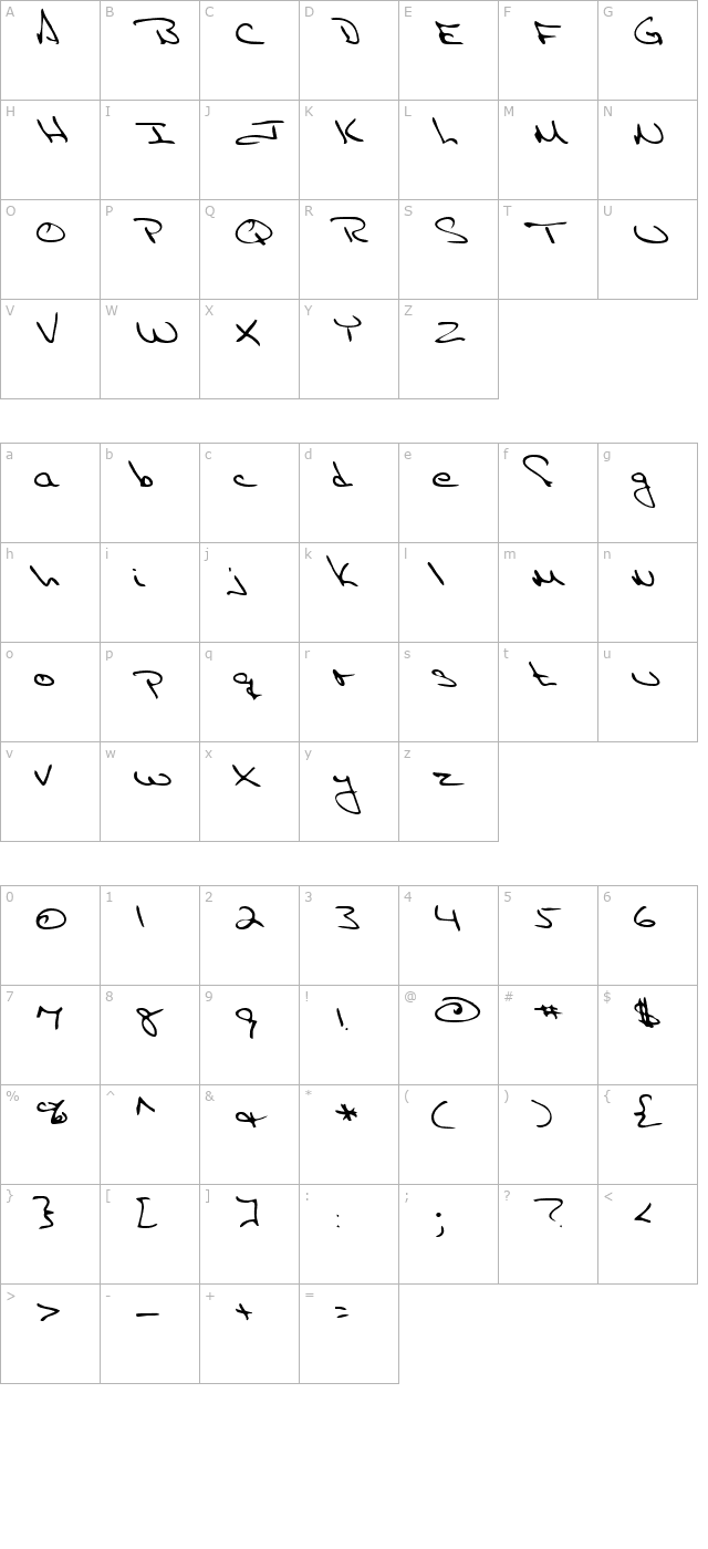 Illini Regular character map