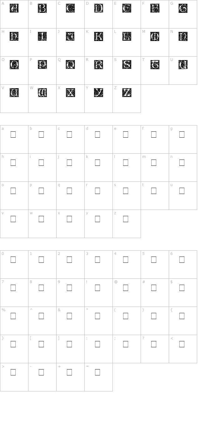 illuminationessidisplaycaps-medium character map