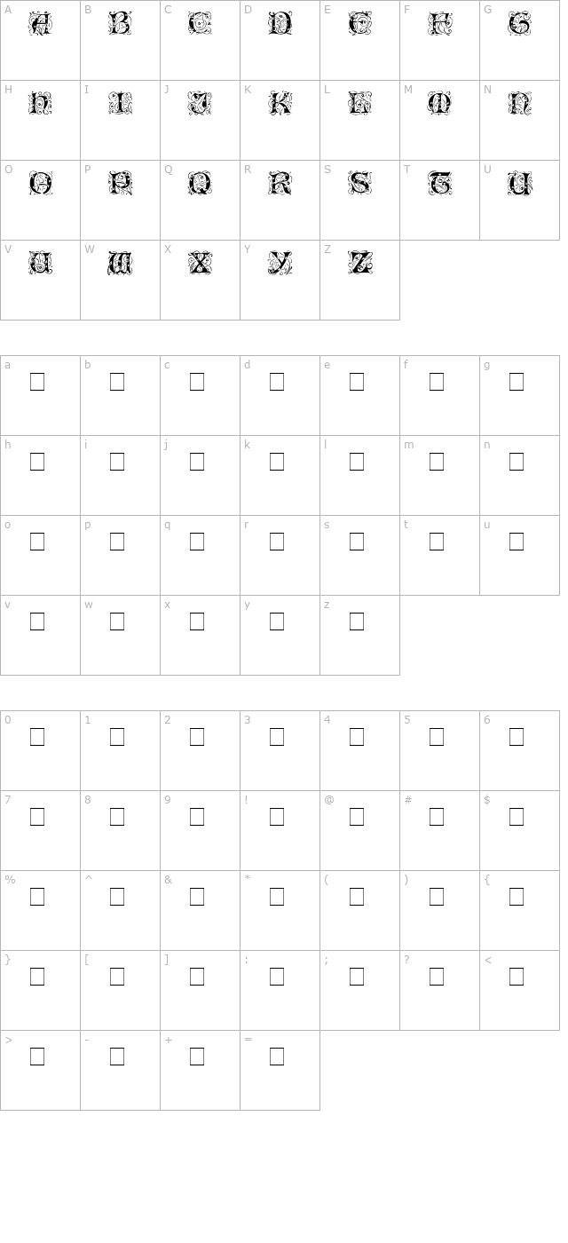 illuminatitwossidisplaycaps-medium character map