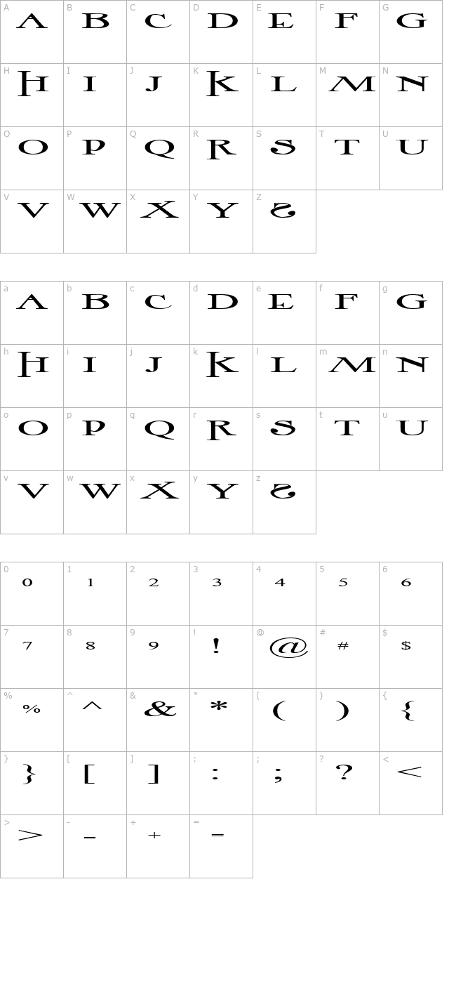 Image Times character map