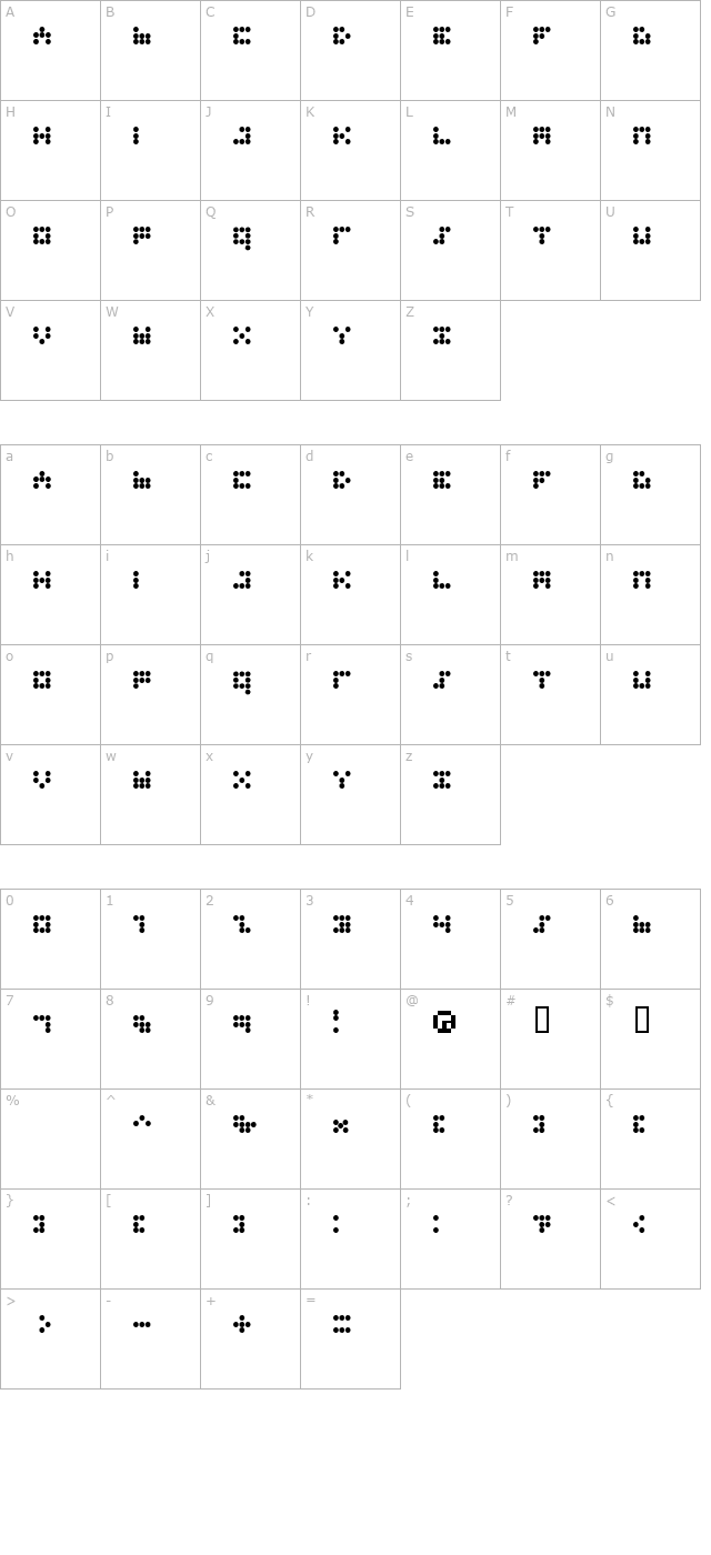 Imajix 9dot character map