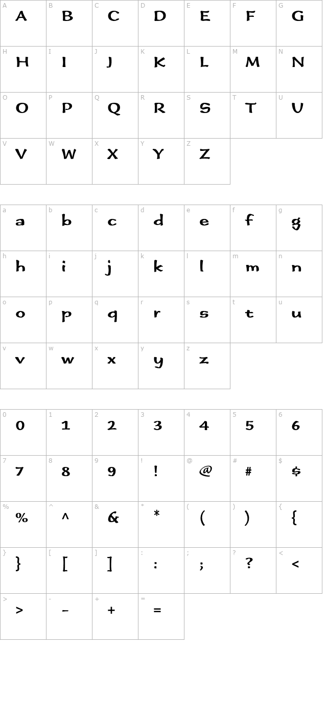 ImmiFiveOFiveStd character map