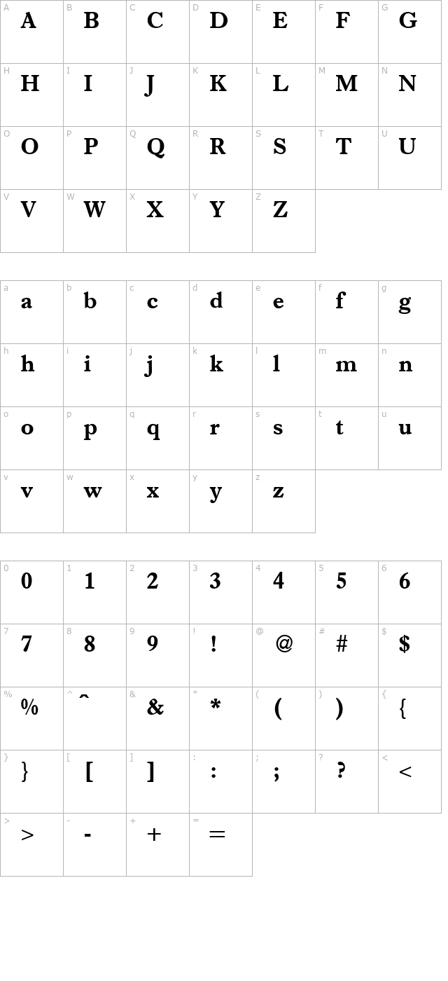 imminent-bold character map