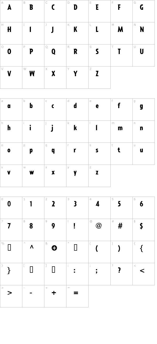 ImpactaLL character map