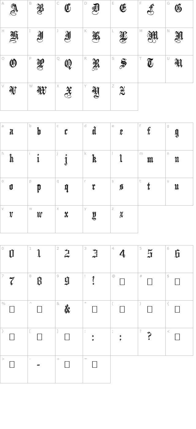 incisedblack-normal character map