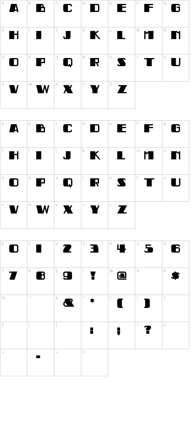 Indochine NF character map