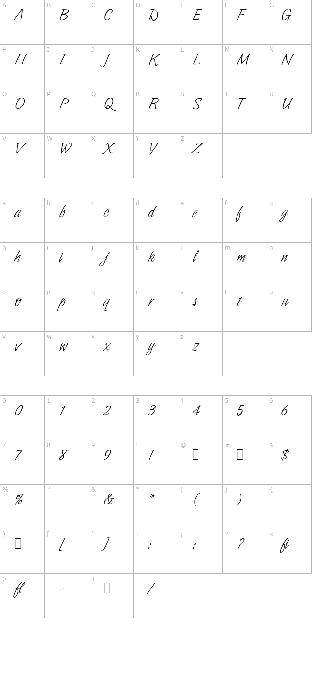 indy-italic-let-plain10 character map