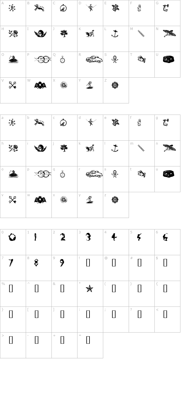 Infinit Dingbats character map