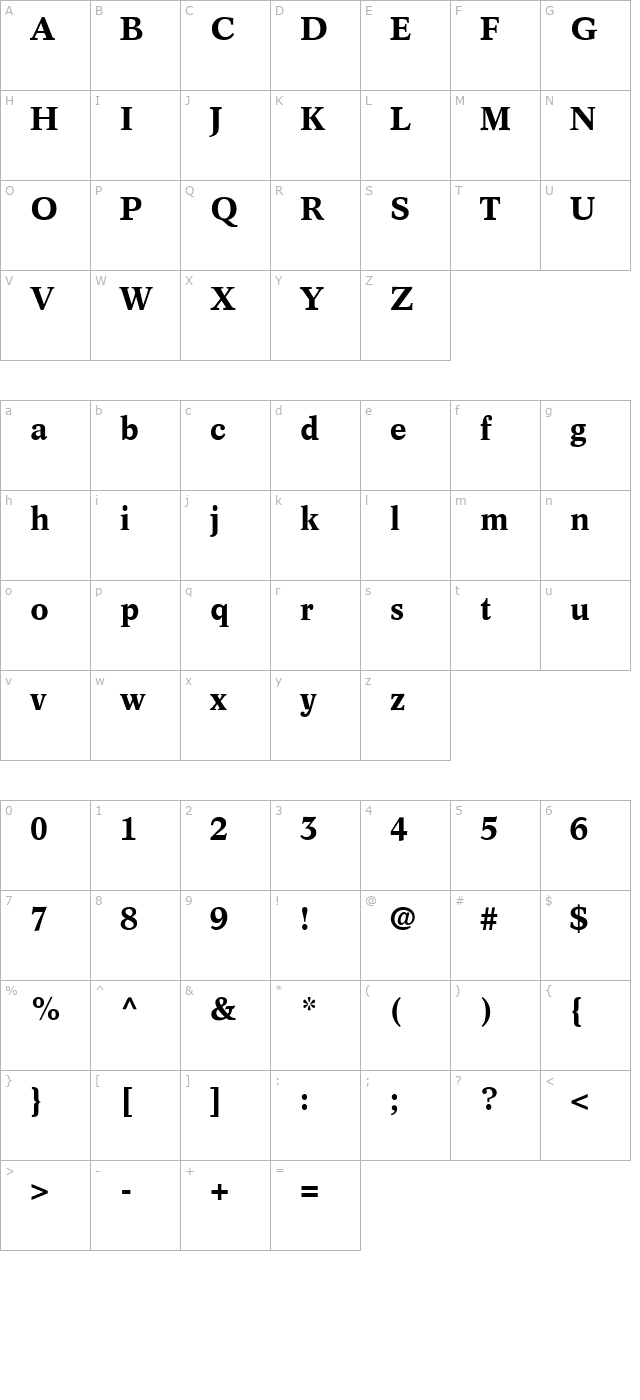 Informatics SSi Bold character map