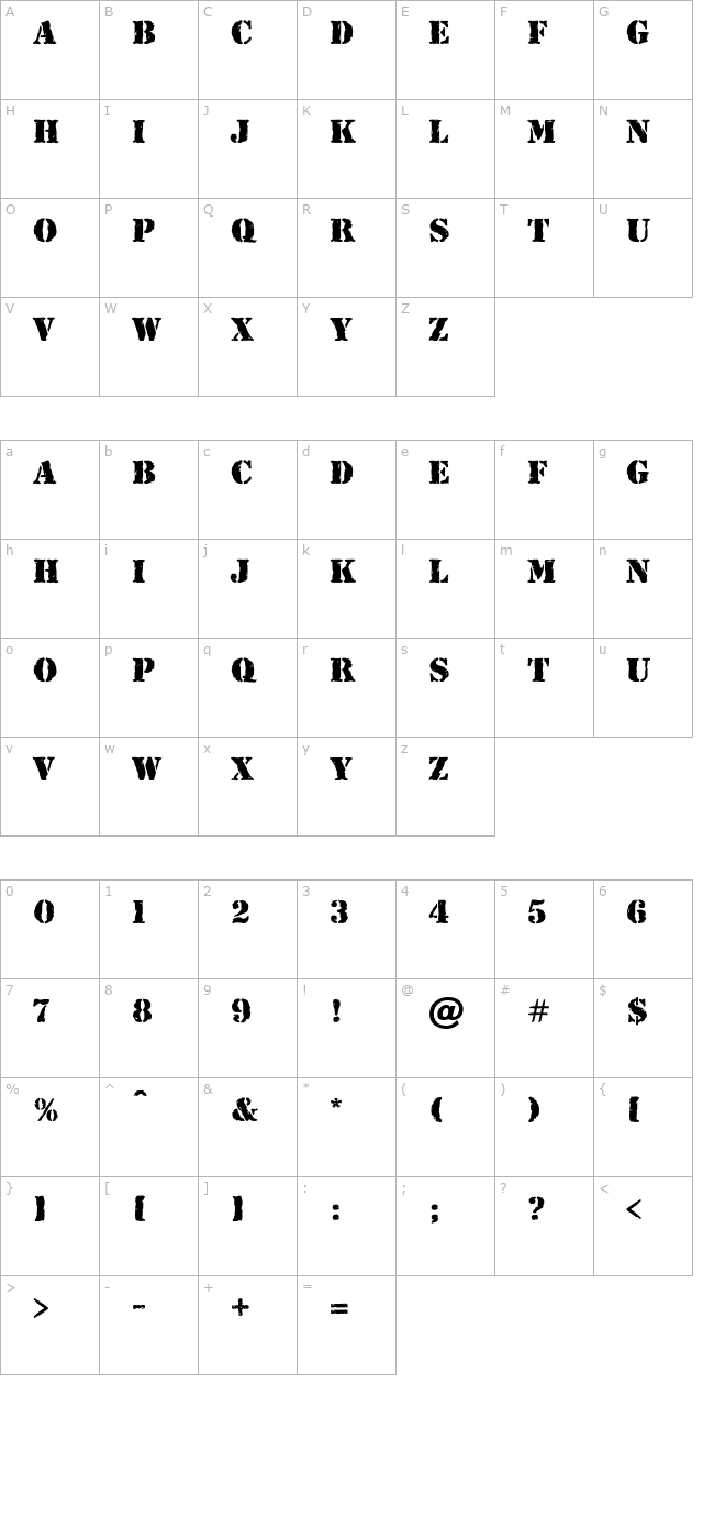 Ink Pad character map